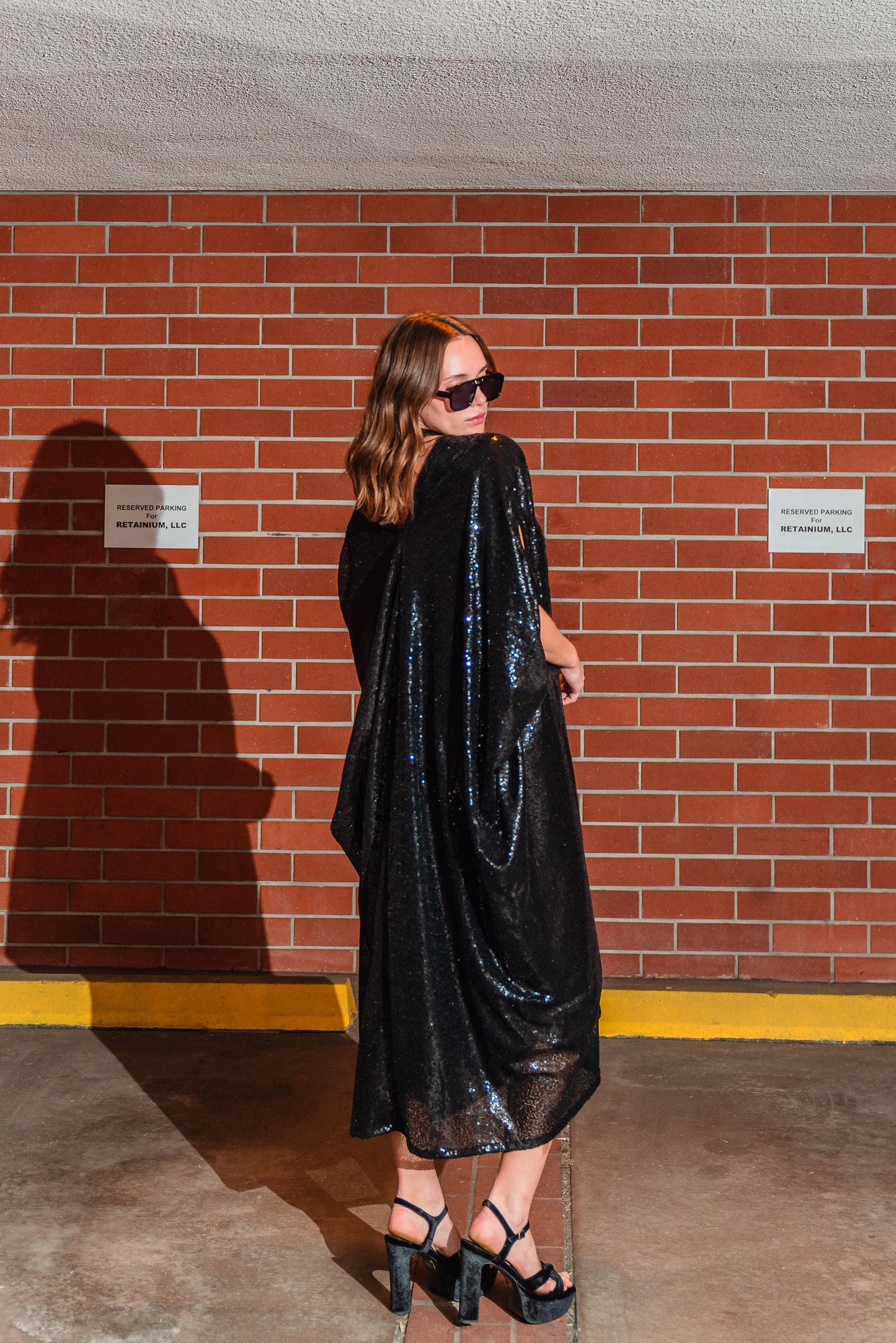 Black Sequin Caftan Kaftan Dress by Jennafer Grace