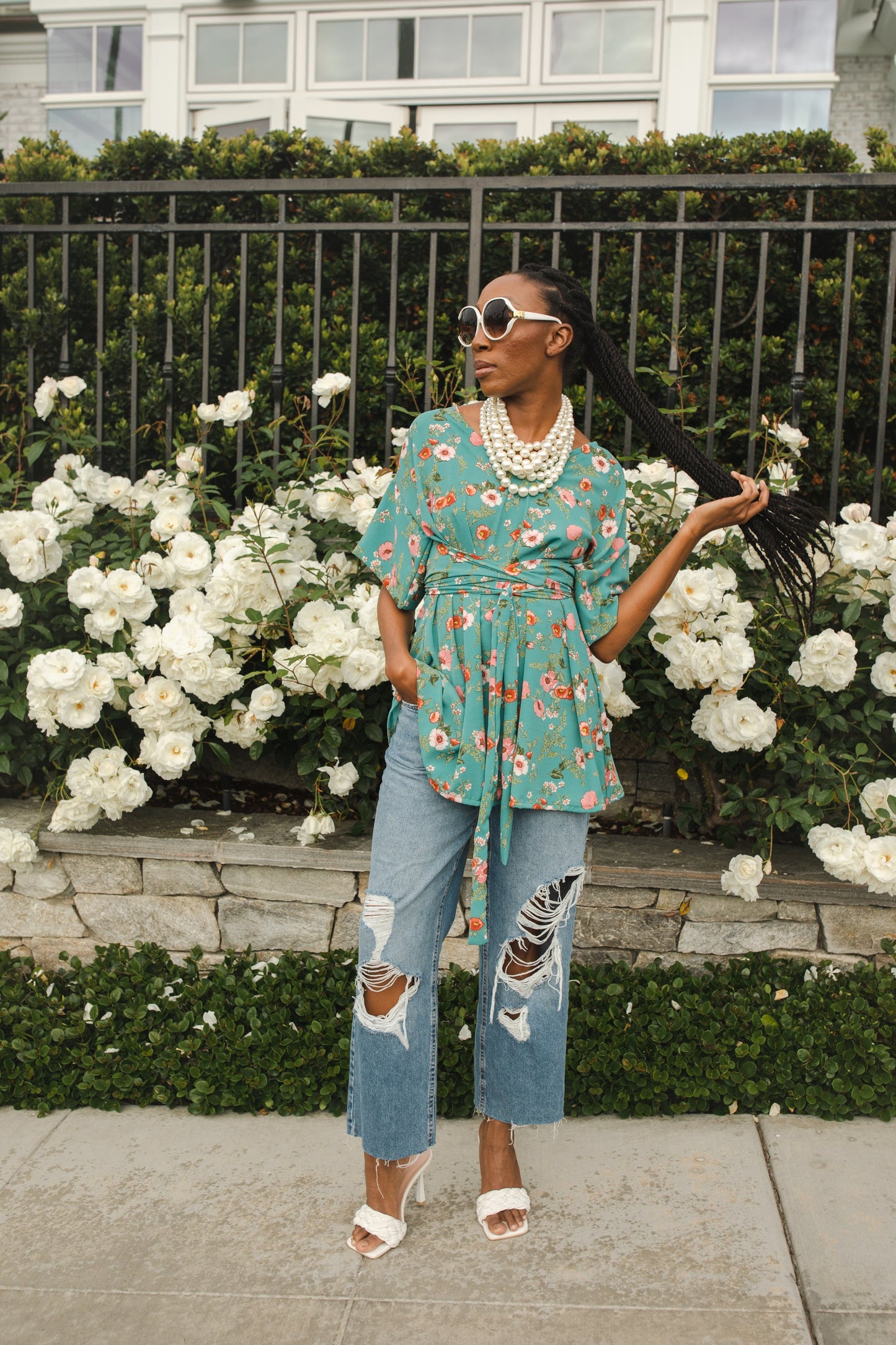 Polly Poppy Wrap Tunic Blouse