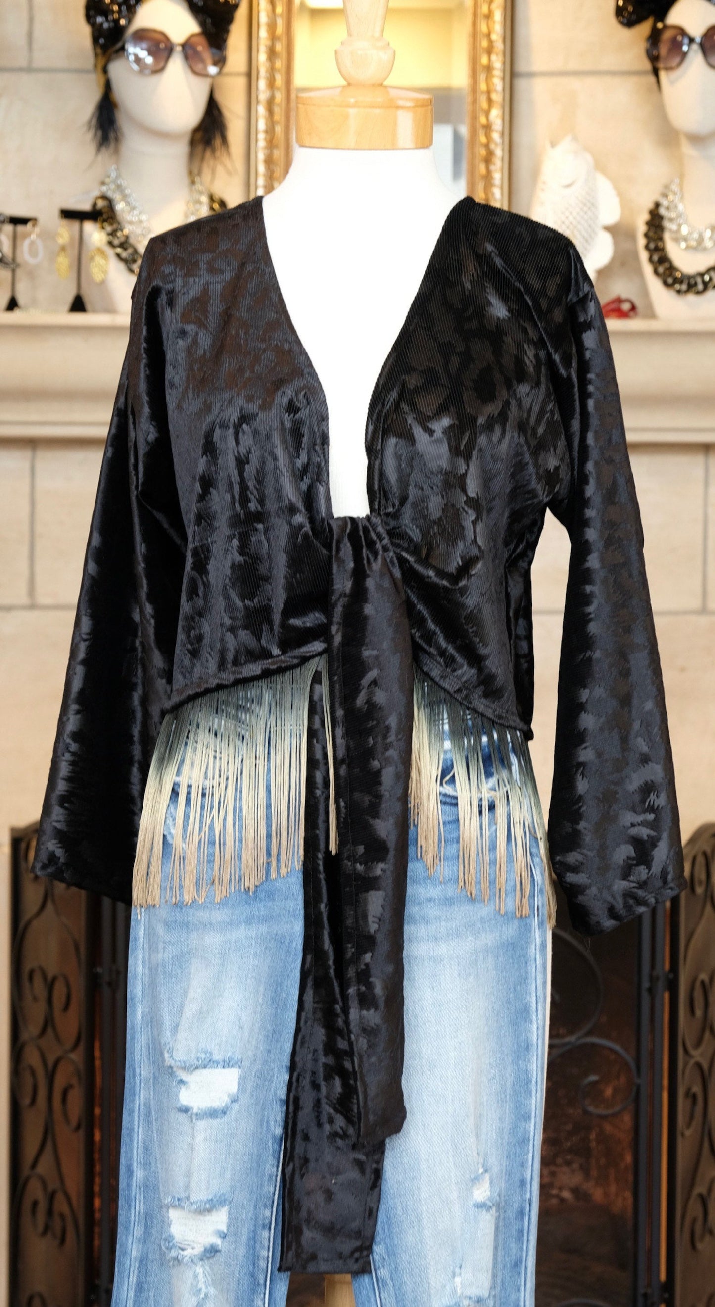 Black Jaguar Fringe 2 Way Top